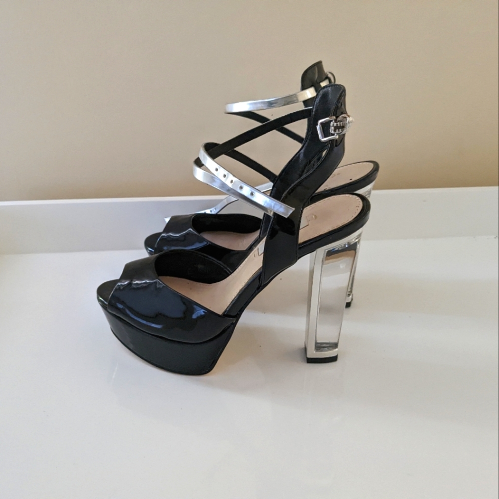 Guess lucite heels.